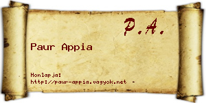 Paur Appia névjegykártya